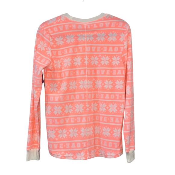 NWT Sleep Chic Peach & Cream Soft Fuzzy Pajama Top with Matching Scrunchie - Picture 3 of 4